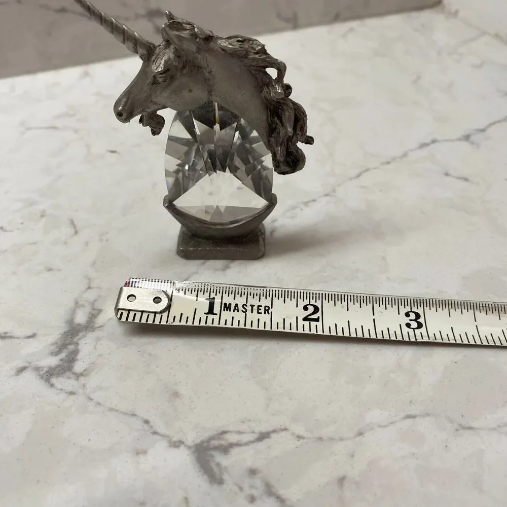 Spoontiques 1983 Pewter and Crystal Prism Miniature Pewter‎ Unicorn Figurine